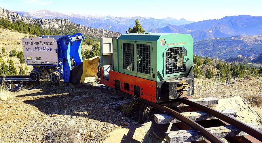 material, railway, infrastructure, train, miner, machine, tourist train HD wallpaper