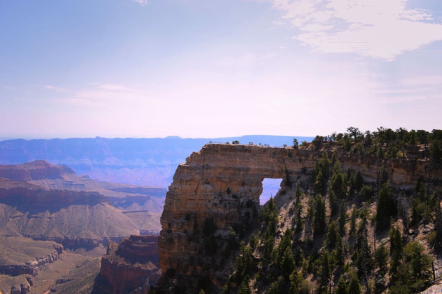 Arizona rock formation at daytime, aerial photo of brown cliff HD wallpaper
