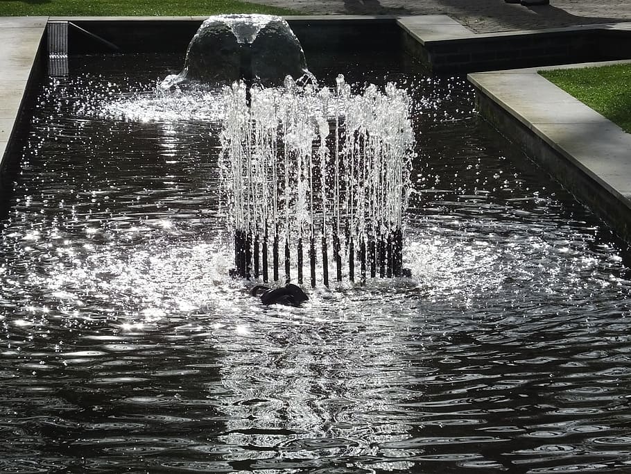 fountain, water feature, keukenhof, animal, waterfront, animal themes HD wallpaper