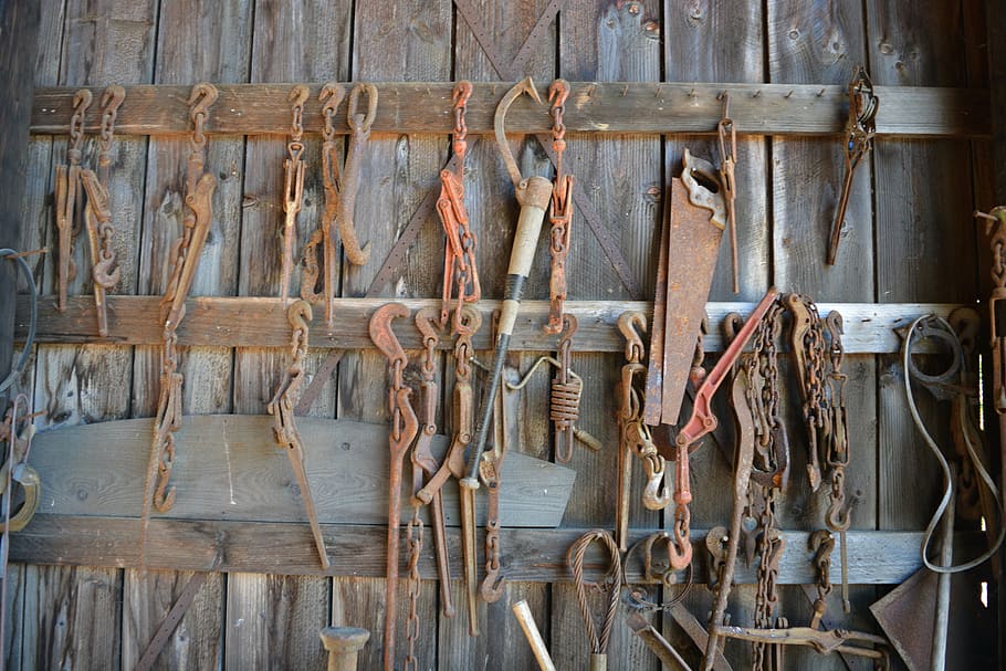 logging, logging tools, chain, vintage, oregon, metal, no people HD wallpaper