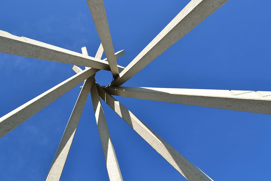balance, circle, arts, sky, blue, clear sky, connection, architecture HD wallpaper