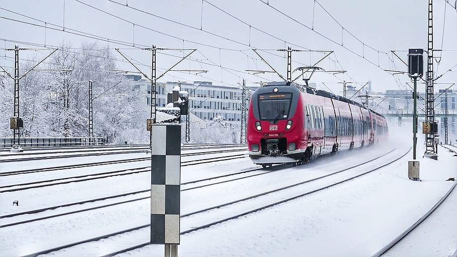 transport system, train, station, wire, rail transportation HD wallpaper