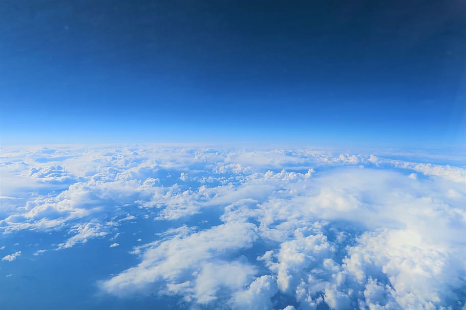 nature, sky, clouds, cloud - sky, blue, cloudscape, aerial view HD wallpaper