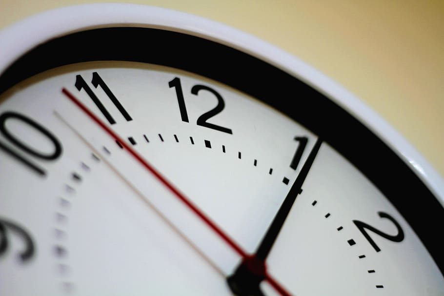 white and black analog clock, time, tiempo, count, day, future HD wallpaper