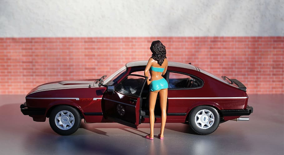 model car, ford, capri, diorama, auto, oldtimer, toys, sports car HD wallpaper