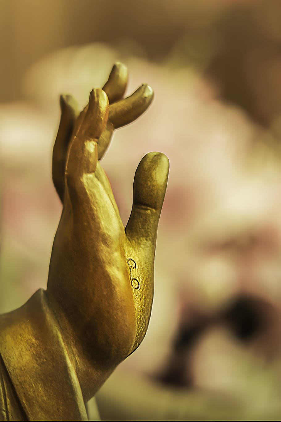 golden buddha figurune, hand, statue, symbol, buddhism, religion HD wallpaper