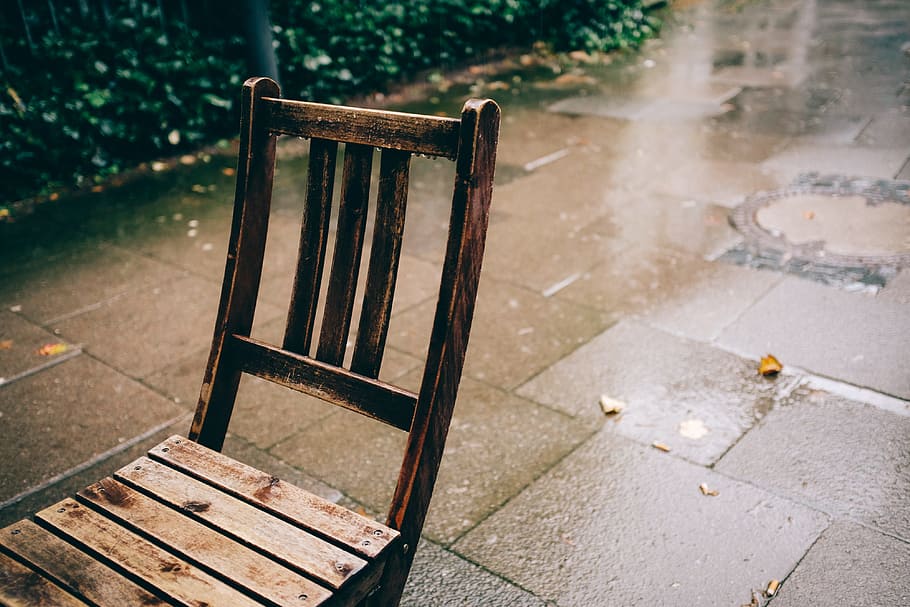 Chair under the rain, other, bench, outdoors, nature, no People HD wallpaper
