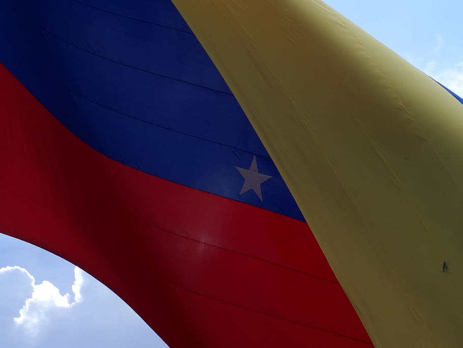 Flag, Venezuela, Clouds, red, blue, patriotism, multi colored HD wallpaper