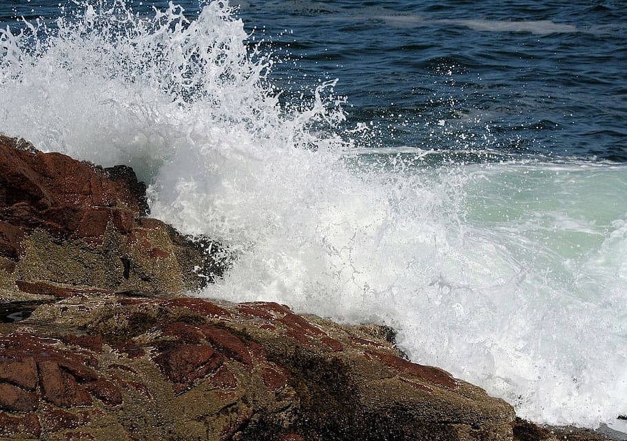 landscape, nature, objects, ocean, waves, rocks, park, water HD wallpaper