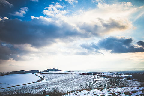 Czech Cloudy Winter Scenery, clouds, cold, czech republic, hills HD wallpaper