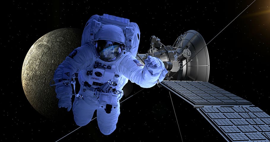 astronaut, astronomy, satellite, moon, forward, space travel HD wallpaper