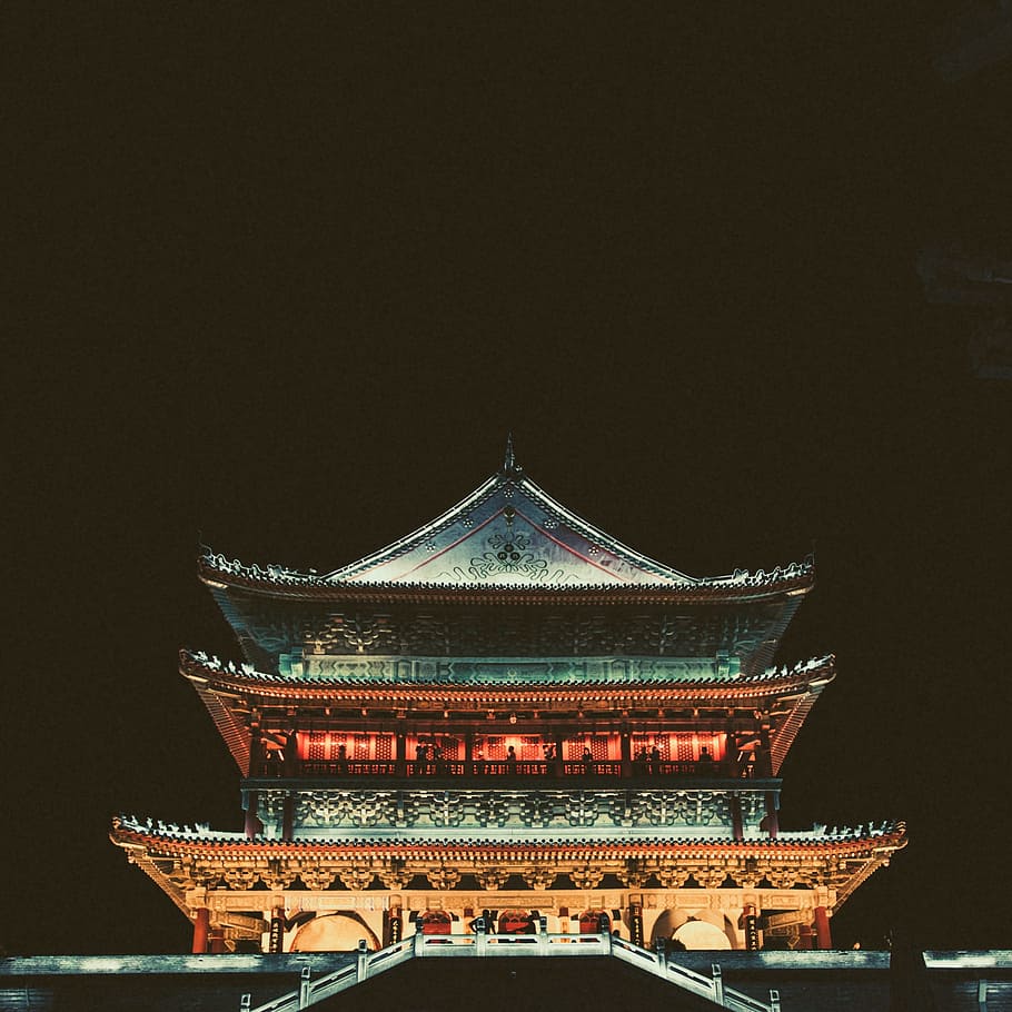 architecture, building, dark, night, temple, building exterior HD wallpaper