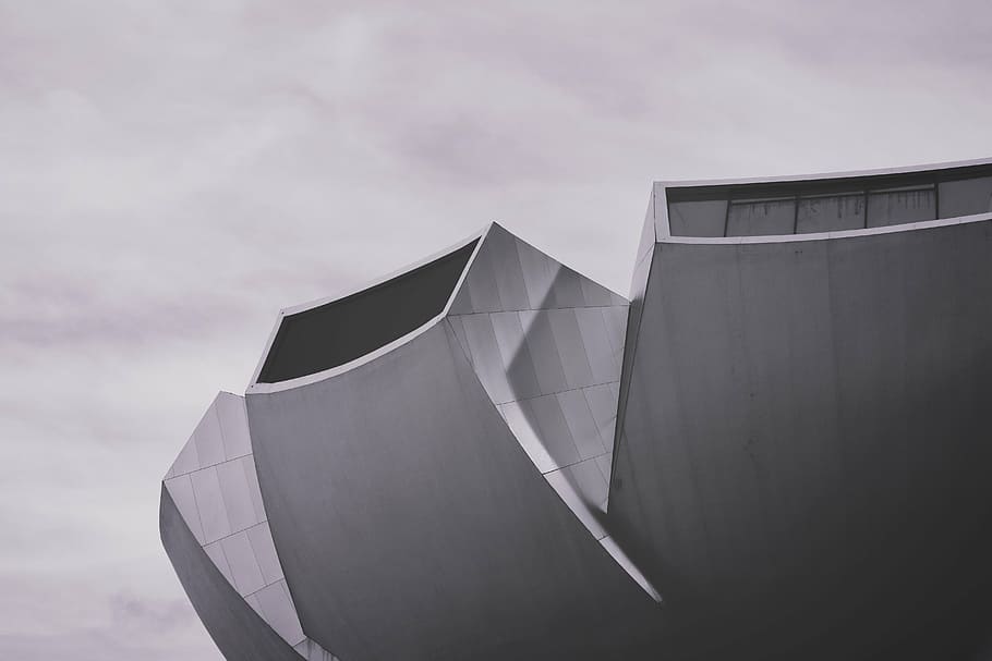 gray concrete building, architecture, abstract, sky, built structure HD wallpaper