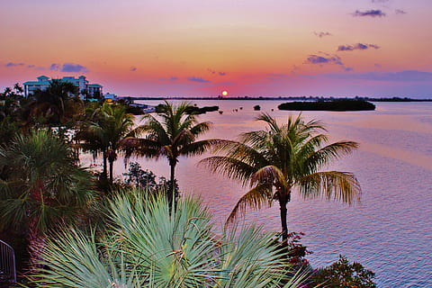 body of water over the horizon, key west, florida, clouds, sky HD wallpaper