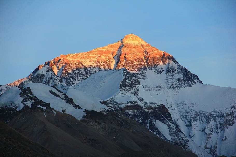 closeup photo of mountain with snow field, tibet, mount everest, HD wallpaper