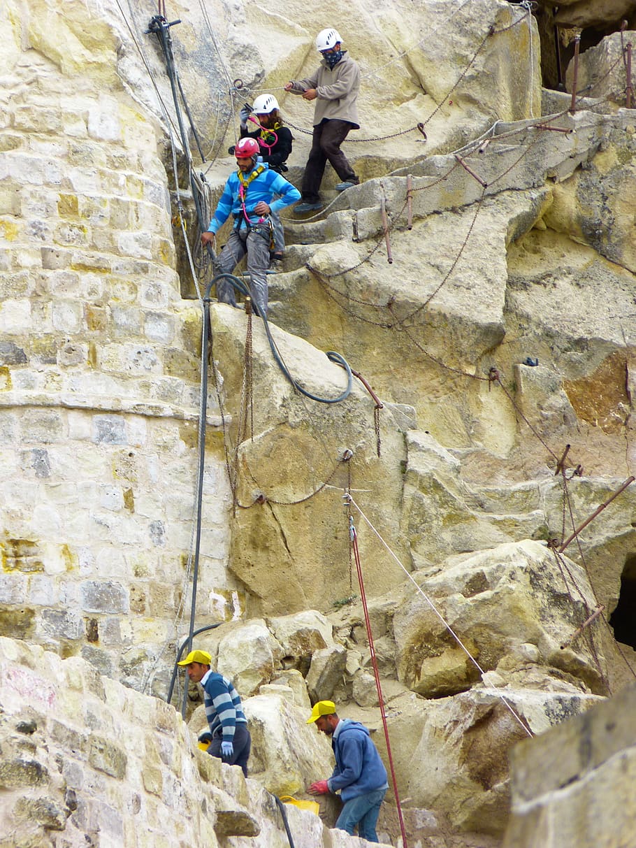climb, work, restore, men, workers, steel cable, secure, backed up HD wallpaper