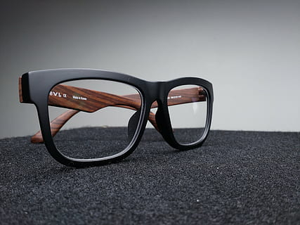 black framed eyeglasses, brown, wayfarer, style, textile, objects HD wallpaper
