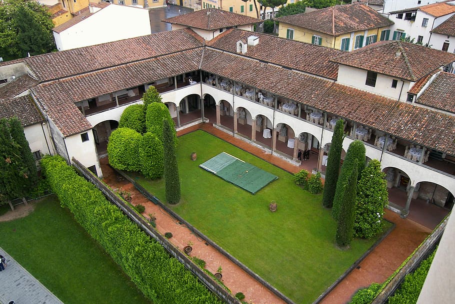 Garden, Inside, Square, Pisa, green, high angle view, architecture HD wallpaper