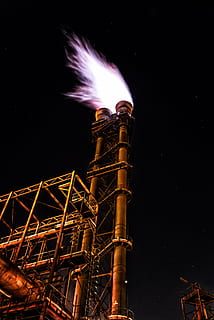 low-angle photography of industrial warehouse, fire, flame HD wallpaper