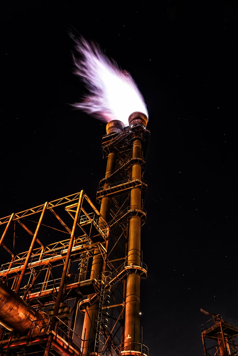 low-angle photography of industrial warehouse, fire, flame HD wallpaper