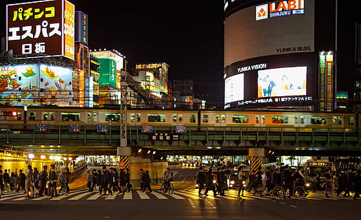 people on pedestrian lane, photo of gray, group of people, walking on HD wallpaper