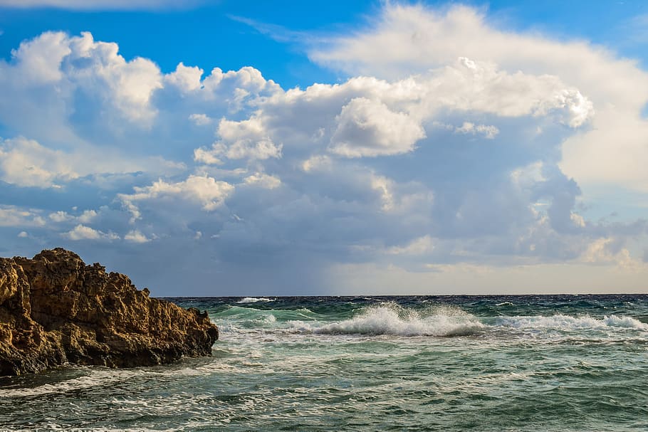 sea, sky, clouds, beach, nature, landscape, seashore, ayia napa HD wallpaper