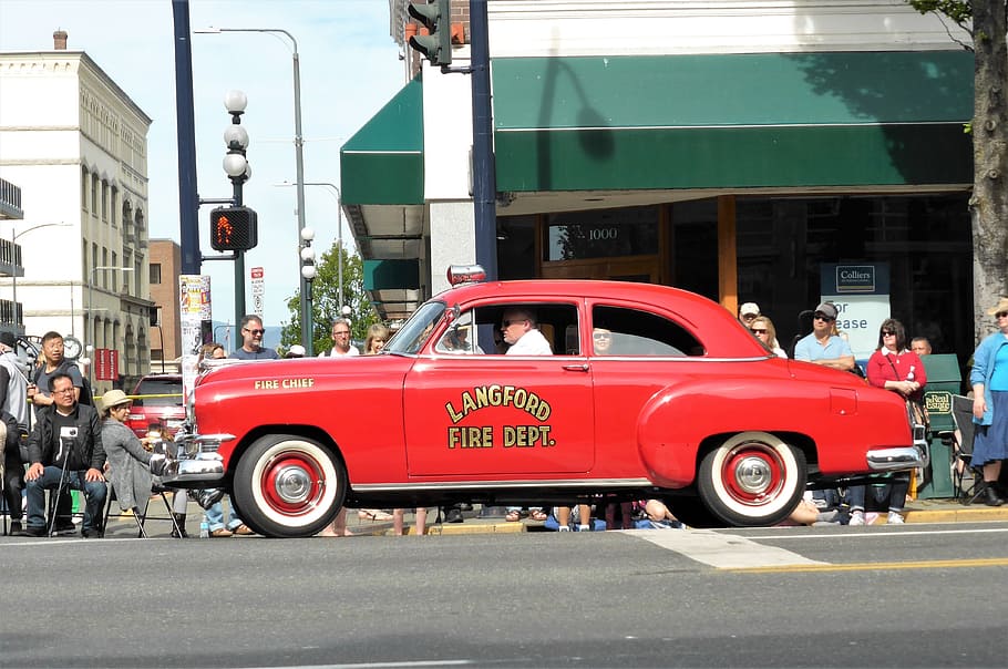 vehicle, fire, oldtimer, parade, classic car, fire department HD wallpaper