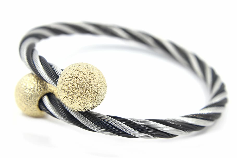 stainless, background, white, bracelet, steel, gold, jewelry HD wallpaper