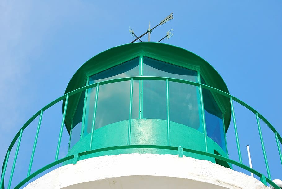 lighthouse, green, blue, coast, nature, architecture, built structure HD wallpaper