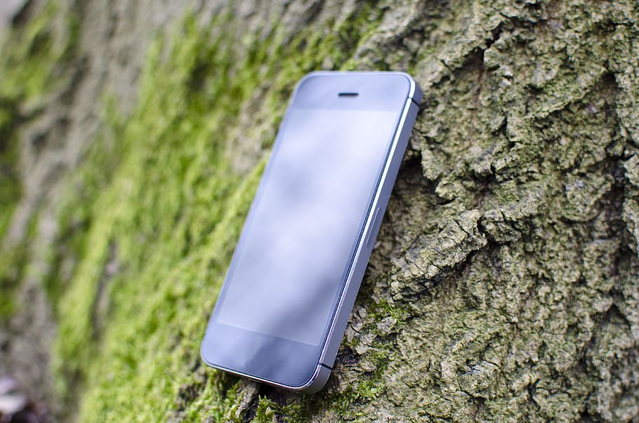 iphone, smartphone, moss, technology, blur, brown, cellphone, HD wallpaper