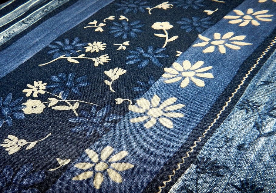 background, patterns, fabric, blue, texture, decorative, backdrop HD wallpaper