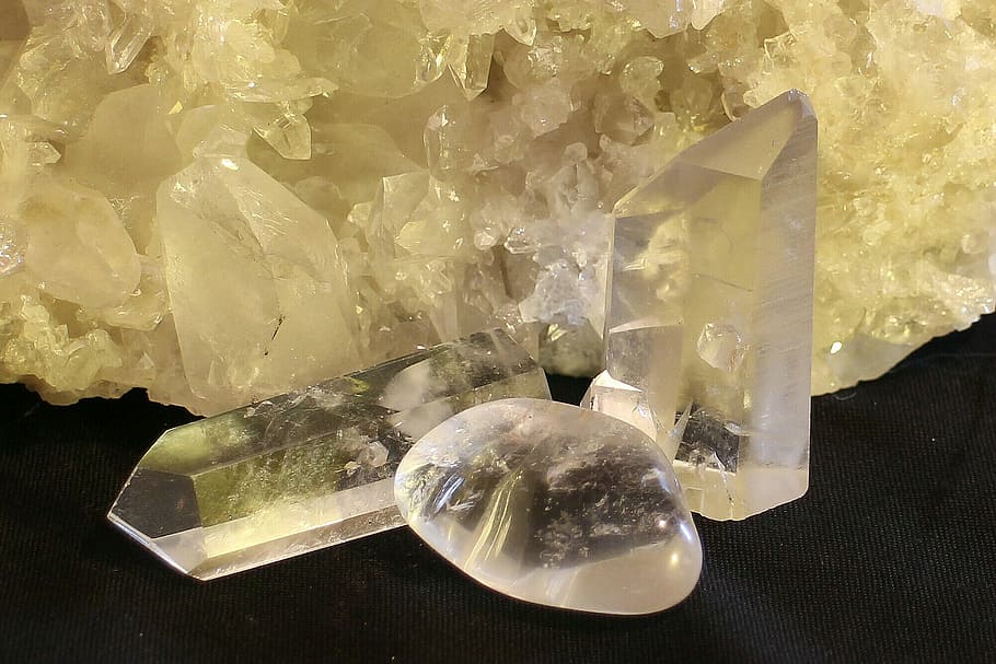 clear and yellow geode, rock crystal, crystal quartz, pure quartz, HD wallpaper
