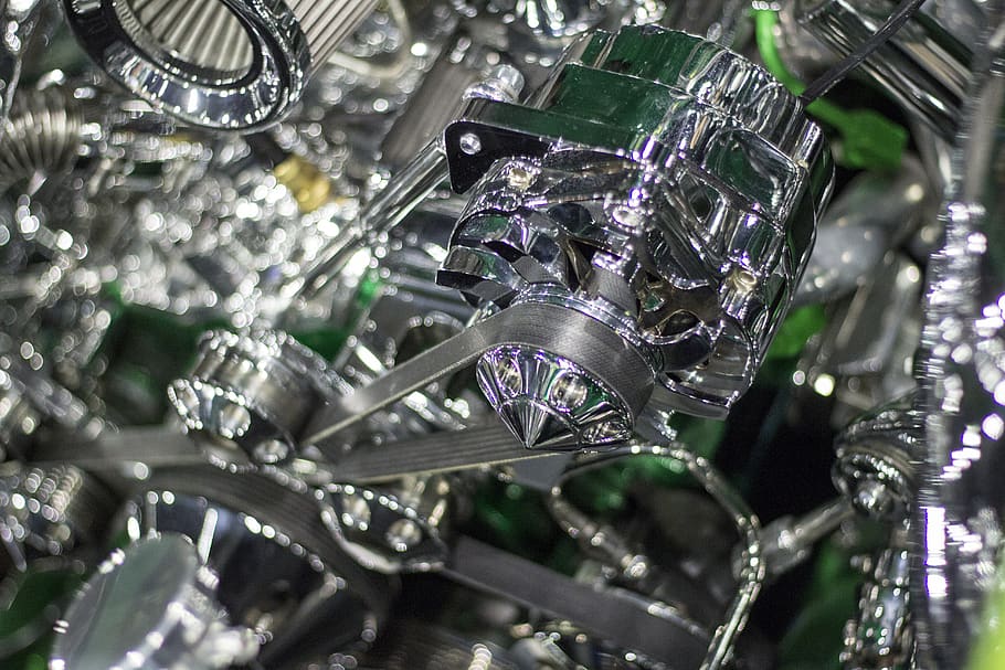 engine, blower, chrome, machine, motor, power, metal, technology HD wallpaper