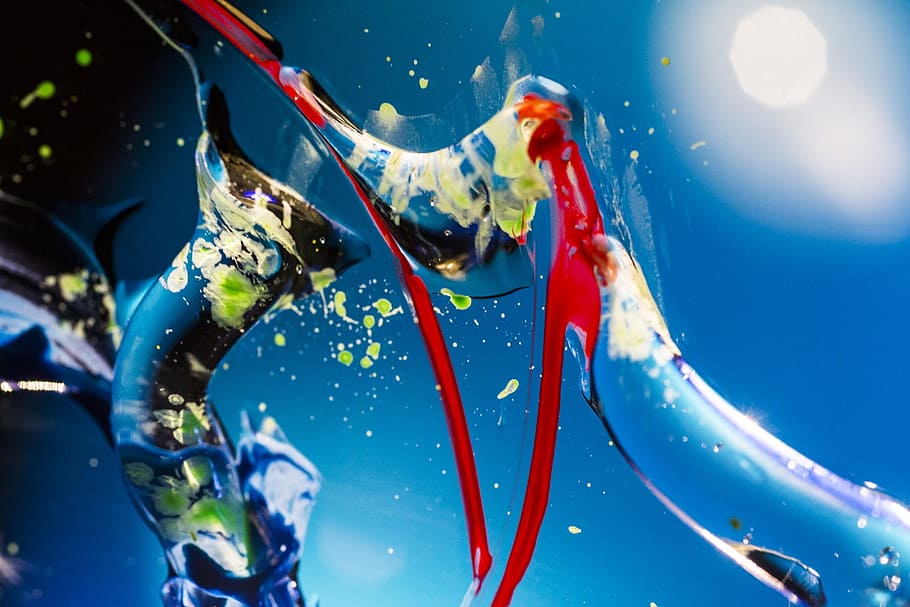 Space, Paint, blue, drop, splashing, water, liquid, nature HD wallpaper