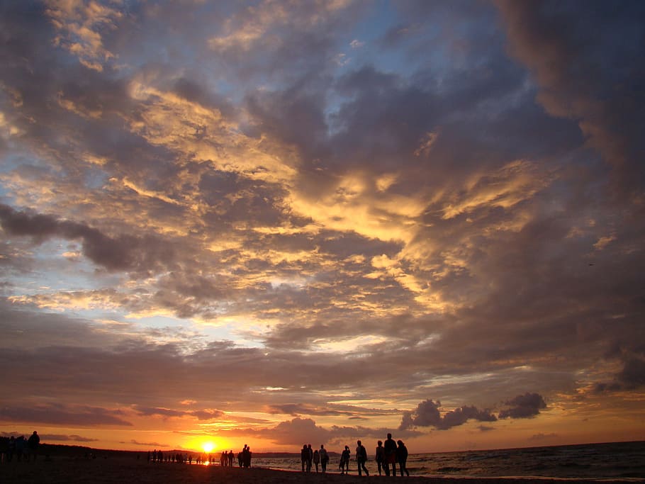 sea, clouds, sunset, sky, landscape, the sun, the baltic sea HD wallpaper