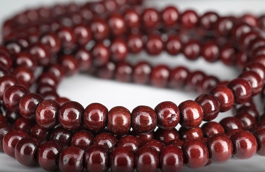 chaplet, round, brown, placer, beads, wooden beads, food, jewelry, HD wallpaper