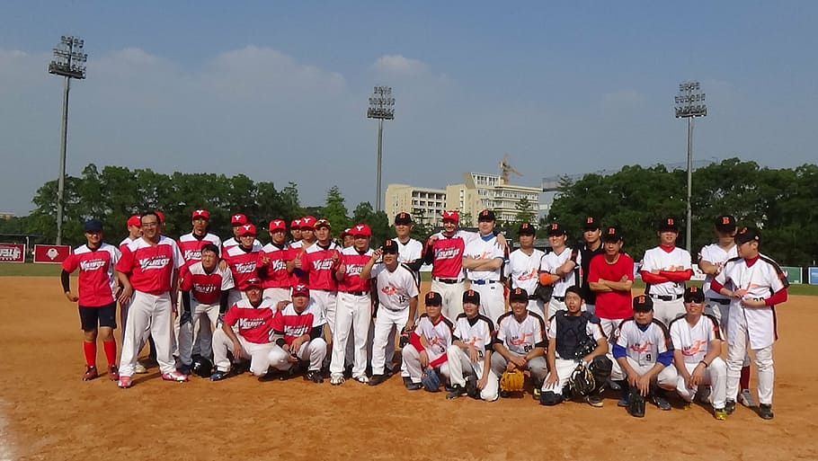baseball team, baseball field, softball field, sport, people HD wallpaper