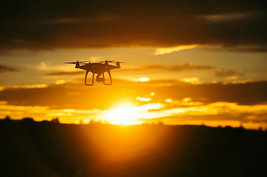 drone during sunset, mountain, sky, clouds, nature, view, aerial HD wallpaper
