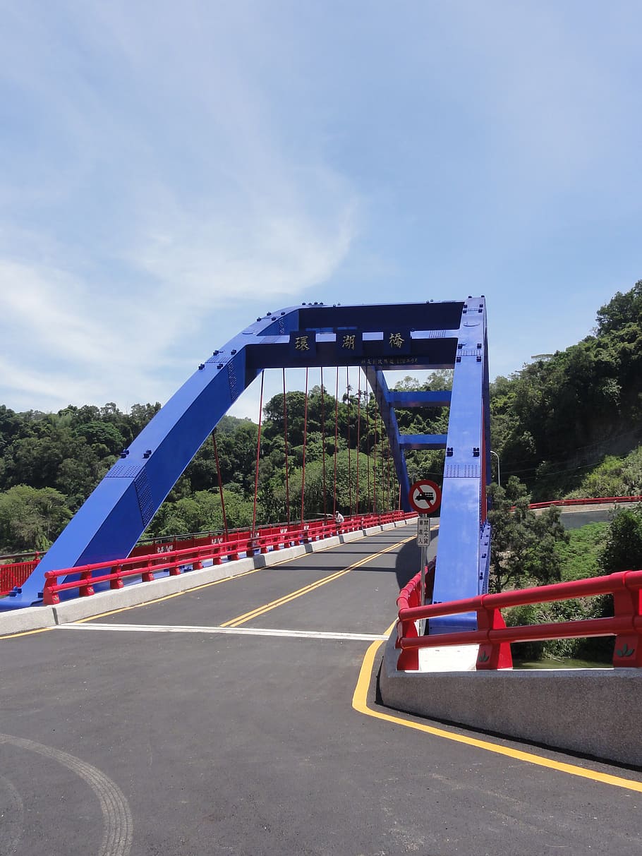 bridge, landscape, taiwan, sky, transportation, road, nature HD wallpaper