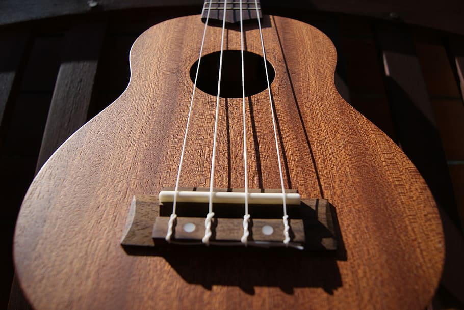 selective focus photography of brown classical guitar, Ukulele, HD wallpaper