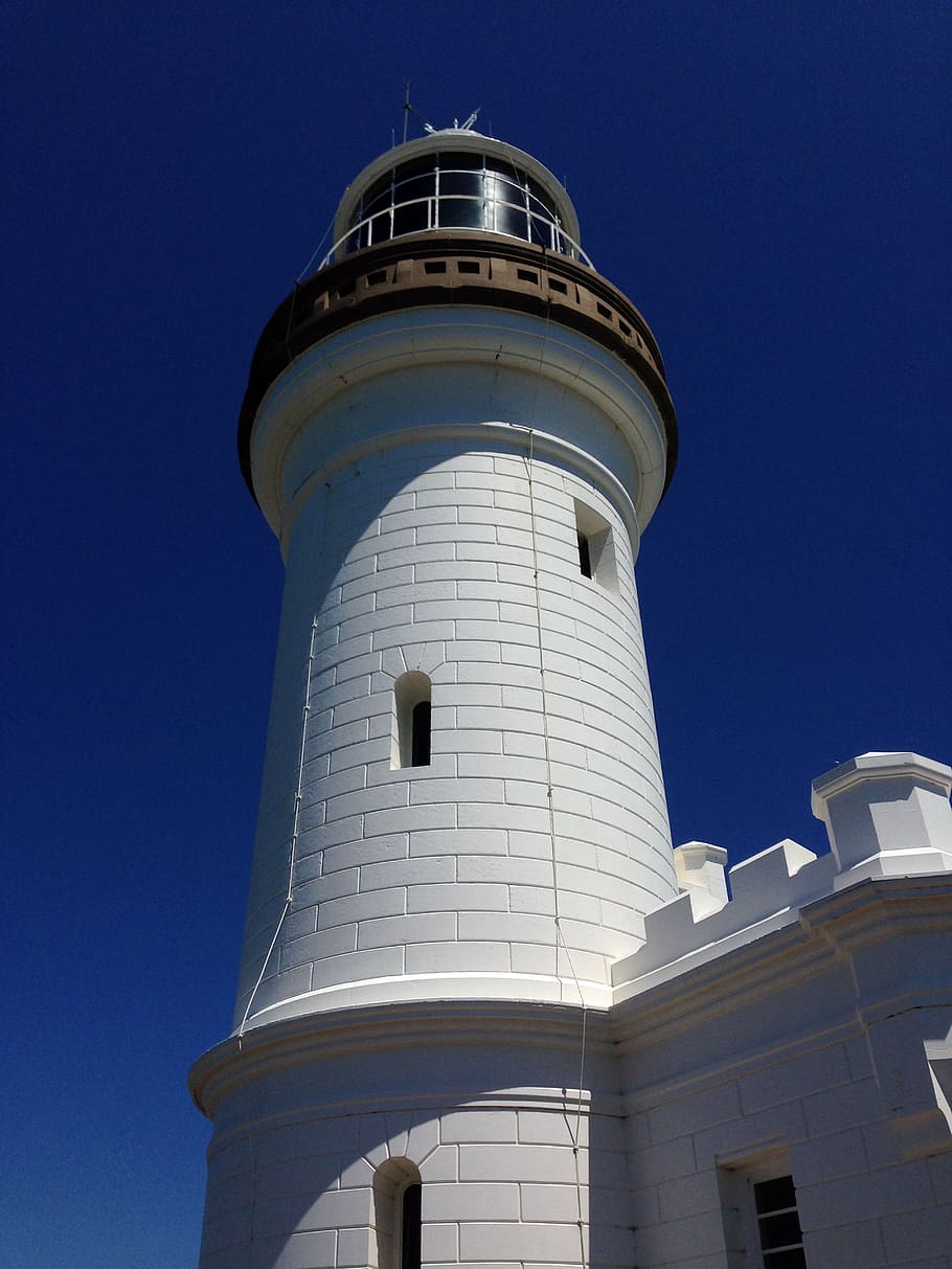 lighthouse, byron bay, australia, east coast, white, navigation, HD wallpaper