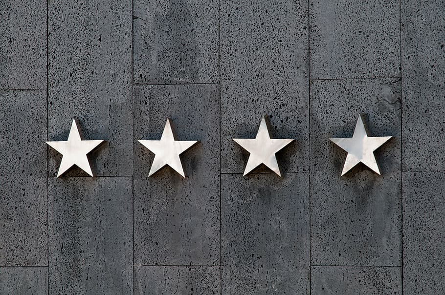 four white star wall decors, stars, rating, travel, hotel, quality, HD wallpaper