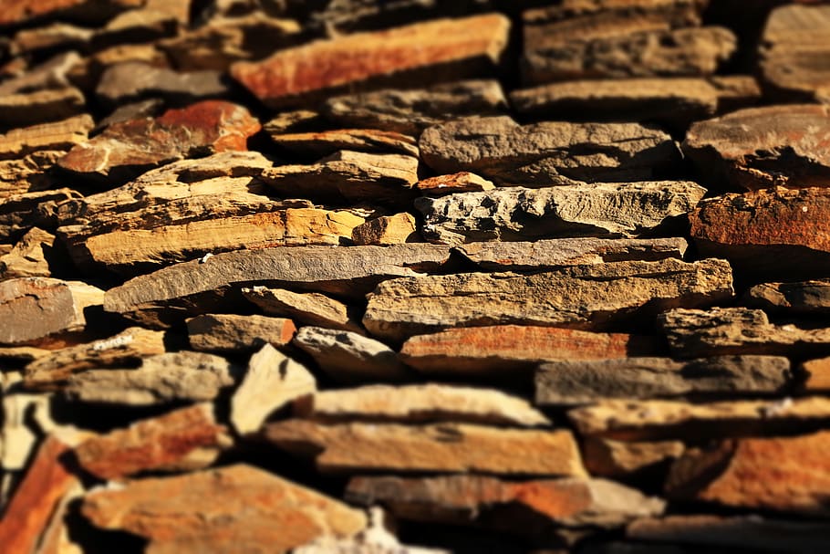 rocks, pattern, texture, wall, close-up, stones, tilt shift, full frame HD wallpaper