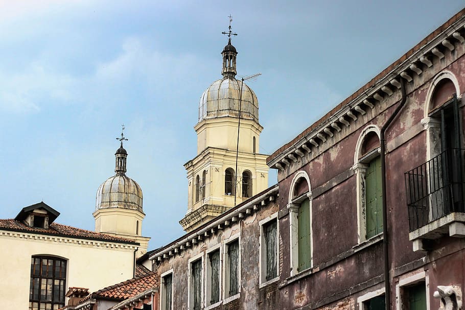 HD wallpaper: venetian architecture, cupola, church, dome, bell tower