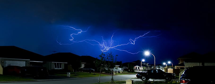 lightning, storm, perth, australia, night, power in nature, HD wallpaper
