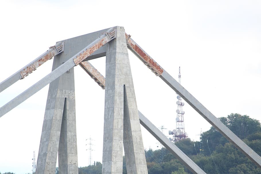 bridge morandi, genoa, collapse, sky, architecture, built structure HD wallpaper