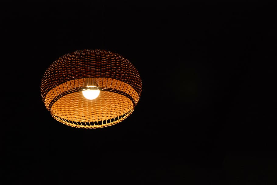 light, lamp, light bulb, negative space, night, dark, luster, HD wallpaper