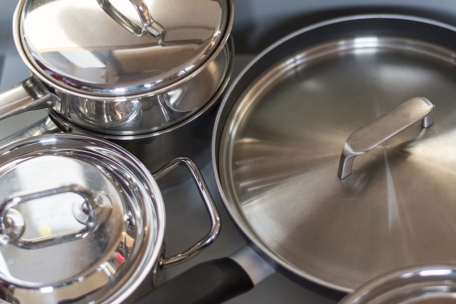 Pans, Lids, Cooking, Kitchen, Drawer, kitchen drawer, metal HD wallpaper