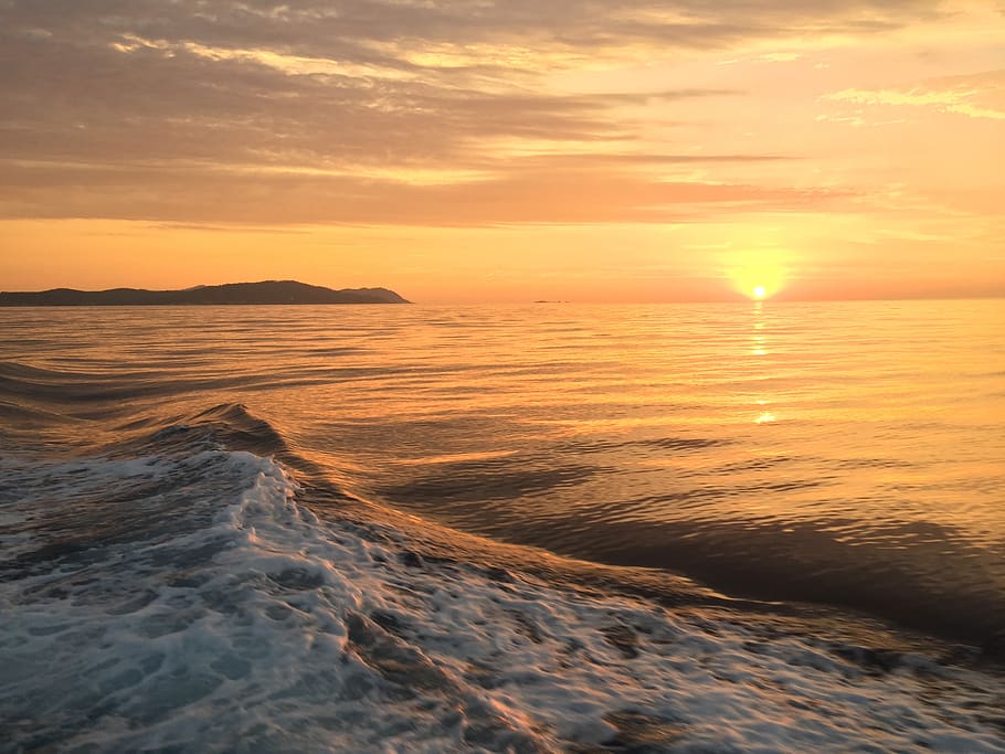 sun, is, sky, clouds, dawn, orange, romantic, landscape, backlight HD wallpaper
