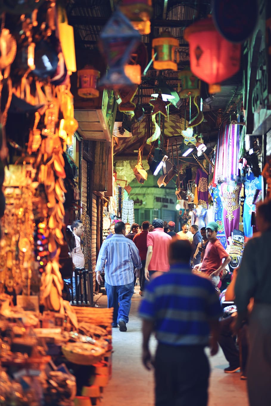 people walking inside store stall, Bazaar, Cairo, Egypt, Market, HD wallpaper